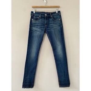 Rag & Bone Straight Leg Mid Rise Jeans Women's Sz 28 Distressed Dark Wash